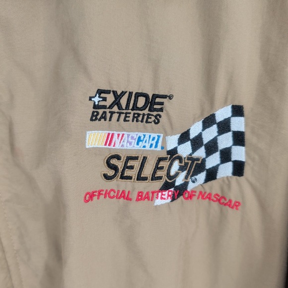 Vintage Gtt‎ Sports Exide Batteries NASCAR Select Full Zip Jacket Beige Size L - Picture 4 of 8